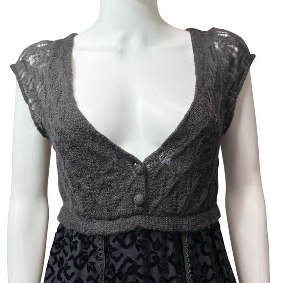 Free People 2012 Velvet Burnout Combo Women’s Dress Size 10 - Picture 3 of 9